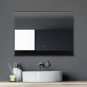 LED Badspiegel mit Ablage 80 x 60 cm - TALOS BLACK HOME